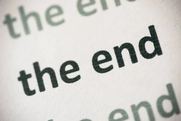 Word End Printed White Paper Macro — Stock Photo, Image