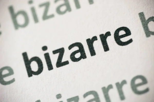 Parola Bizzare Stampata Carta Bianca Macro — Foto Stock