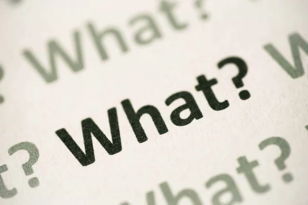 Word What Printed White Paper Macro — Stock Photo, Image