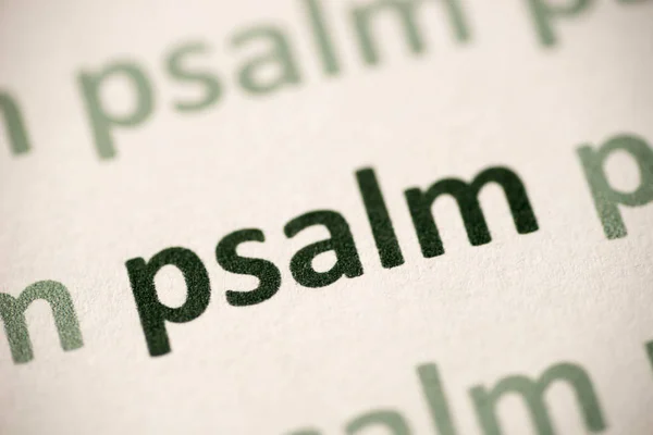 Woord Psalm Gedrukt Wit Papier Macro — Stockfoto