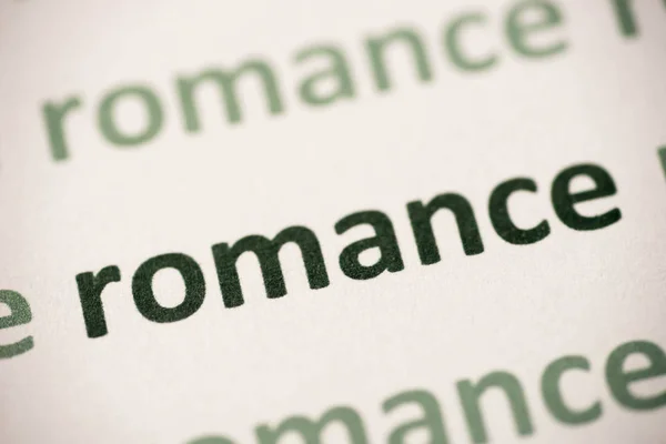 Parola Romanticismo Stampato Carta Bianca Macro — Foto Stock