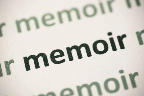 Woord Memoir Gedrukt Wit Papier Macro — Stockfoto