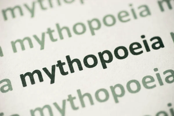 Word Mythopoeia Printed White Paper Macro — Stock Photo, Image