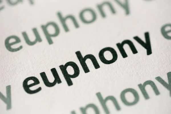 Word Euphony Printed White Paper Macro — Stock Photo, Image