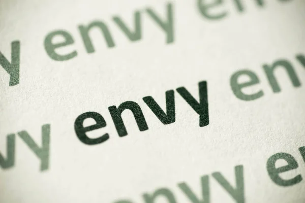 Word Envy Printed White Paper Macro — Stock Photo, Image