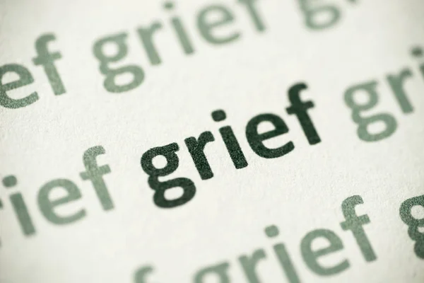 Word Grief Printed White Paper Macro — Stock Photo, Image