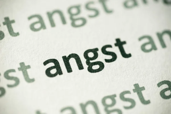 Word Angst Printed White Paper Macro — Stock Photo, Image