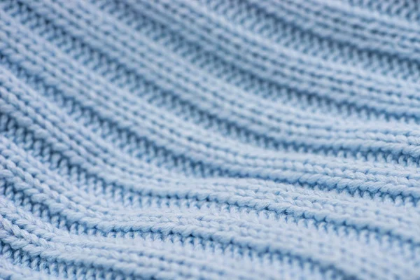 Blue Color Waved Knitwear Texture Background Macro — Stock Photo, Image