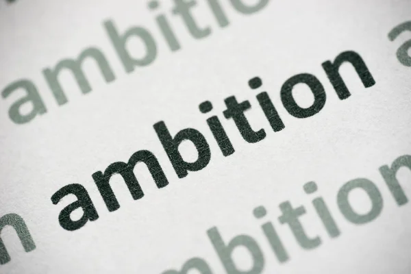 Word Ambition Printed White Paper Macro — Stock Photo, Image