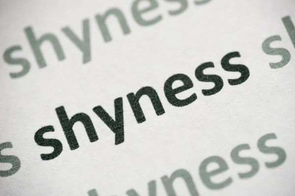 Word Shyness Printed White Paper Macro — Stock Photo, Image