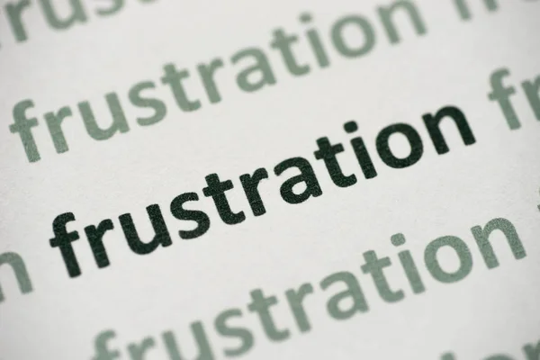 Word Frustration Printed White Paper Macro — Stock Photo, Image