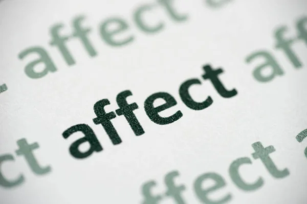 Word Affect Printed White Paper Macro — Stock Photo, Image