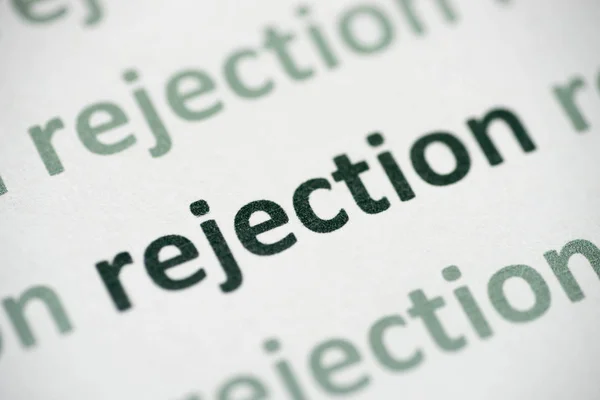 Word Rejection Printed White Paper Macro — Stock Photo, Image