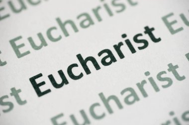 Word Eucharist beyaz kağıt makro baskılı