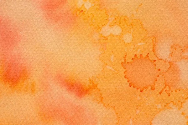 Помаранчевий Колір Акварельного Чорнила Пофарбованого Текстурі Фону Паперу — стокове фото