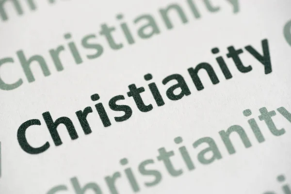 文字基督教印在白皮书宏上 — 图库照片