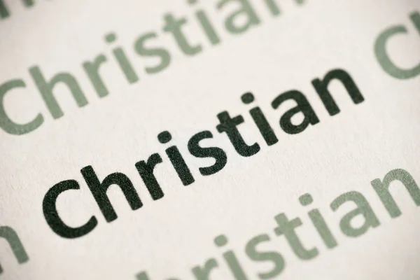 Λέξη Χριστιανός Εκτυπώνονται Λευκό Χαρτί Μακροεντολής — Φωτογραφία Αρχείου