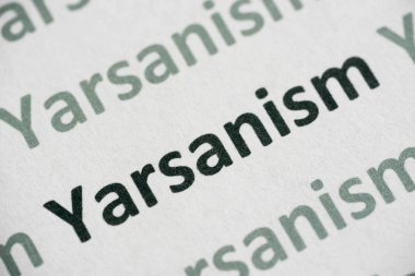 kelime Yarsanism beyaz kağıt makro baskılı