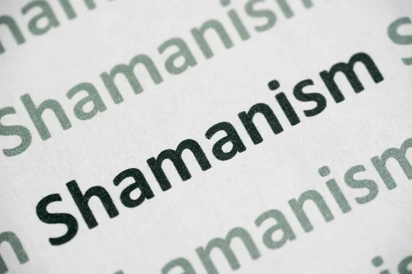 Word Shamanism Printed White Paper Macro — Stock Photo, Image