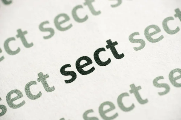 Word Sect Printed White Paper Macro — Stock Photo, Image