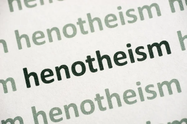Henotheism Słowo Drukowane Białym Papierze Makro — Zdjęcie stockowe