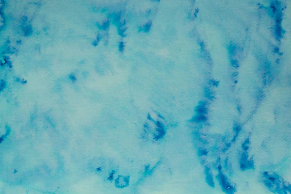 Niebieski Kolor Malowane Akwarela Atrament Papierze Tekstura Tło — Zdjęcie stockowe
