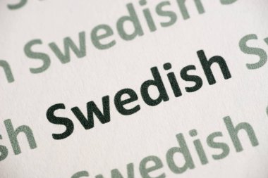 Word İsveççe Dil beyaz kağıt makro baskılı