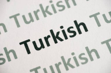 beyaz kağıt makro üzerinde kelime Türkçe basılmış