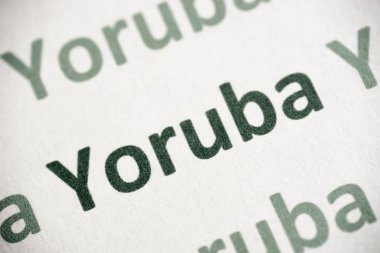 Word Yoruba dili beyaz kağıt makro baskılı