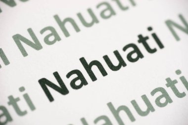 kelime Nahuati dil beyaz kağıt makro baskılı