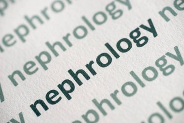 beyaz kağıt makro üzerinde basılı kelime Nefroloji