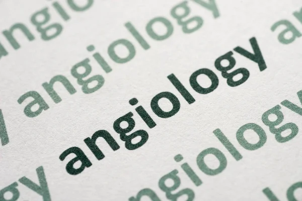 Word Angiology Printed Whte Paper Macro — Stock Photo, Image