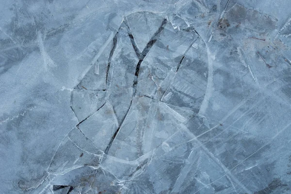 cracked ice on pool background texture macro