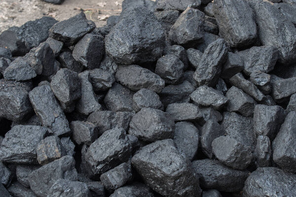 heap of black mine coal macro