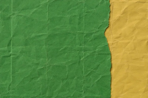 Gyűrött papír sárga és zöld háttér textúra darab — Stock Fotó