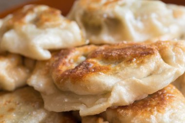 tabak üzerinde kızarmış vejetaryen Dumpling 