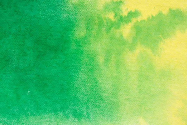 Yellow and green, watercolor  painted on paper background textur — Stock Photo, Image