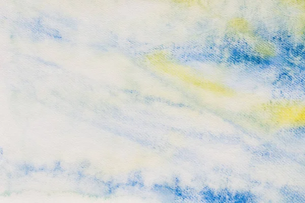 Watercolor painted background texture: white, blue and yellow — Stock Photo, Image