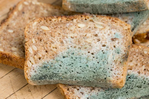 unhealthy food - mold on slices of bread
