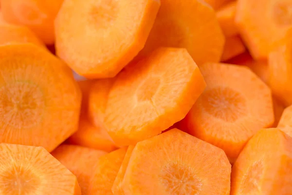 Sliced Carrot Plate Closeup Selective Focus — Stock Photo, Image