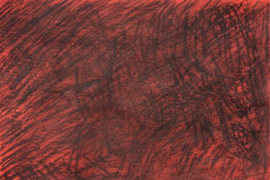 Kırmızı kağıt arkaplan dokusunda siyah pastel boya kalemi