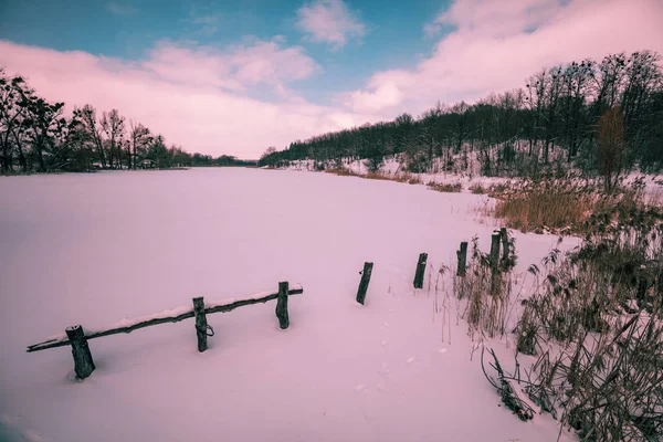 Paesaggio Rurale Invernale Serata — Foto Stock