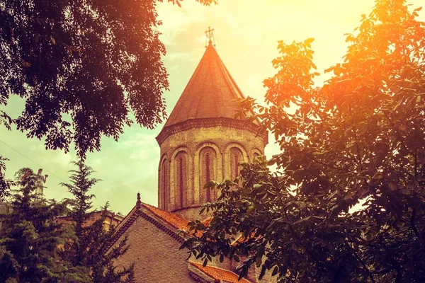 Iglesia Santa Madre Dios Norashen Atardecer Tiflis Georgia — Foto de Stock