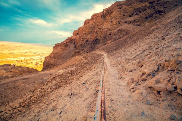 Szlak Twierdzy Masada Izrael Wejście Masada Strony Zachodniej — Zdjęcie stockowe