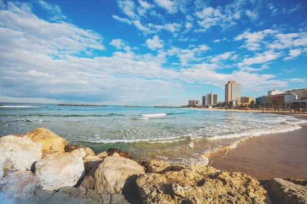 Όμορφη Θέα Από Τελ Αβίβ Ανάχωμα Μια Ηλιόλουστη Ημέρα Ισραήλ — Φωτογραφία Αρχείου