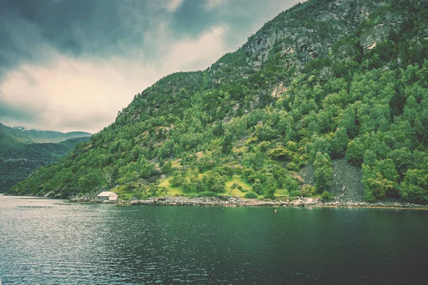 Mountain Landscape Cloudy Sky Majestic Geiranger Fjord Beautiful Nature Norway — Stock Photo, Image