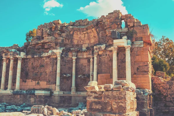 Ruins Ancient Side City Agora Antic Side Turquia — Fotografia de Stock