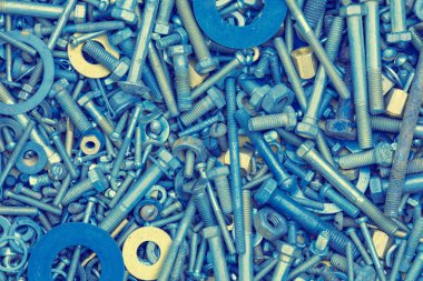 Soyut Grunge Metalik arka plandan civata, vida, somun