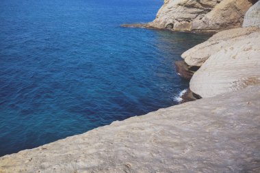 Beyaz kayalar. Rosh Hanikra kıyı şeridi, İsrail
