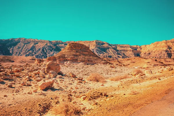 明るい晴れた日の砂漠のビュー Arava エイラート イスラエル共和国の近くの砂漠で Timna — ストック写真